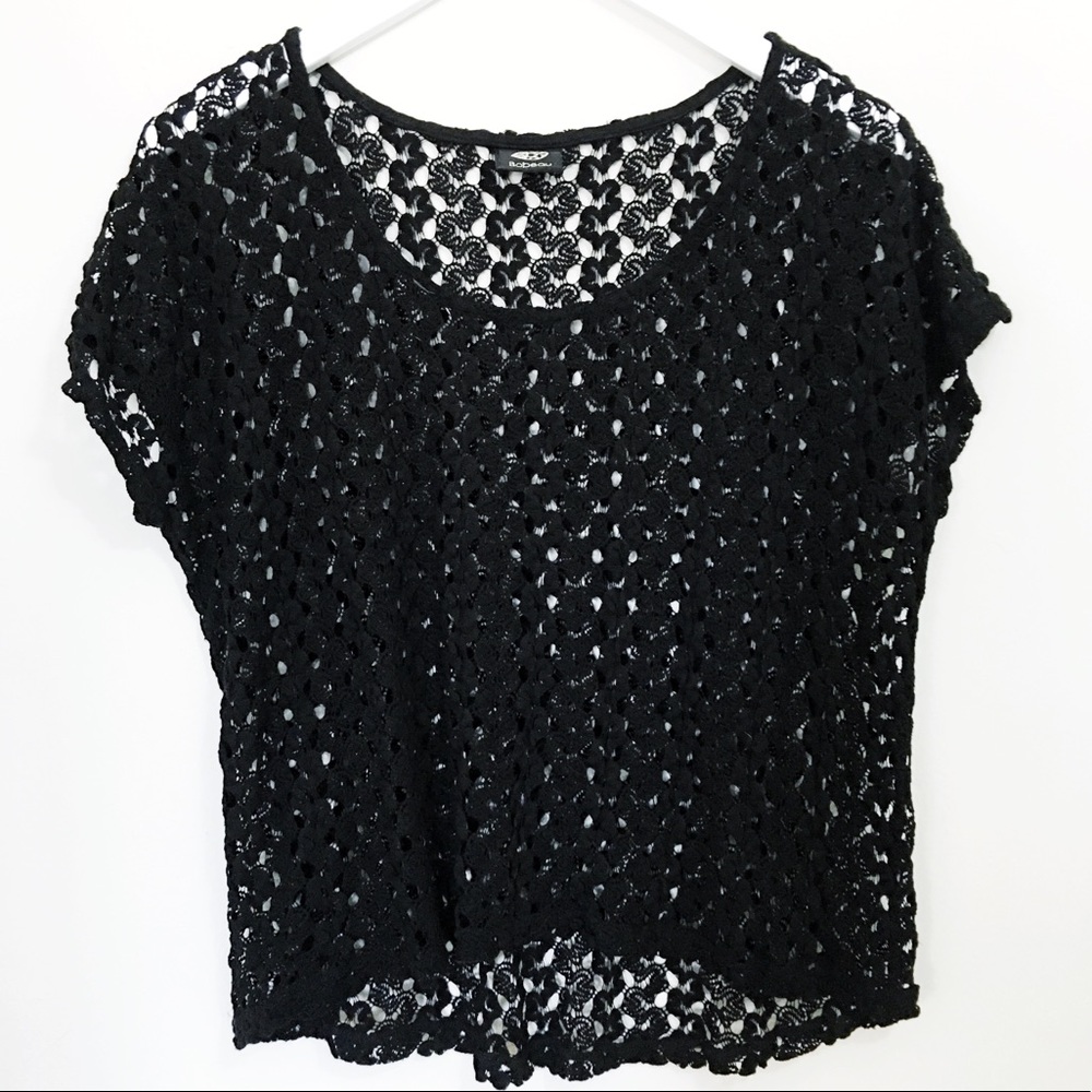 Black Knit Short Sleeve Top